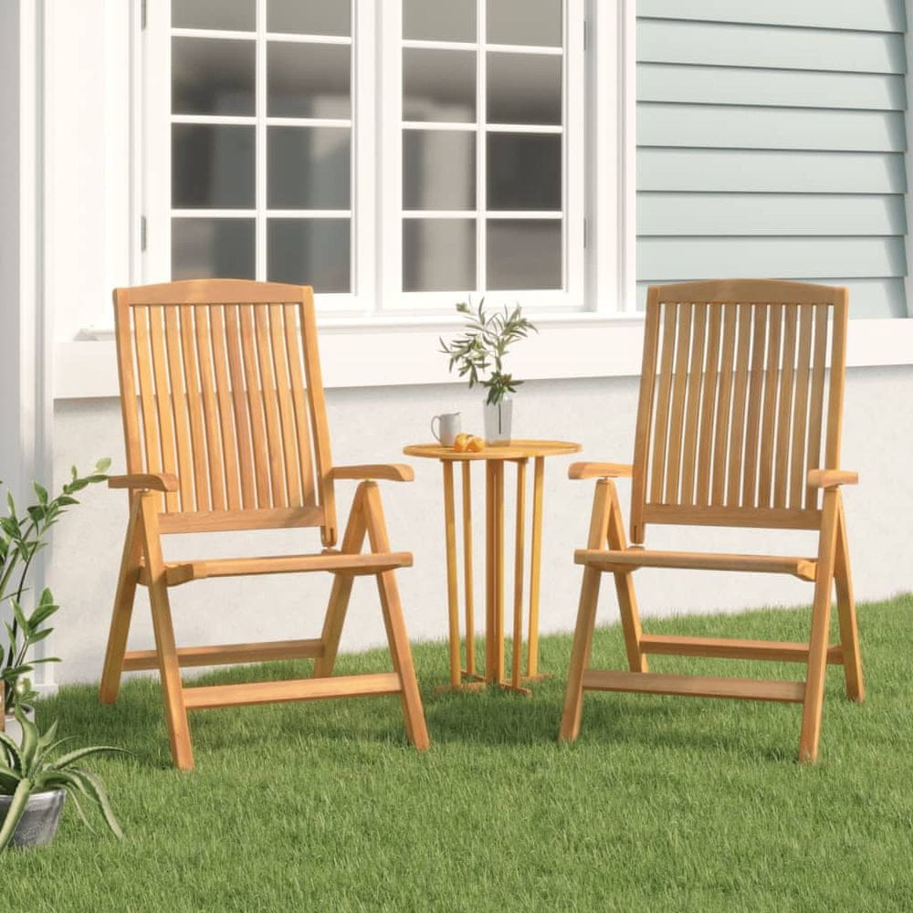 Vidaxl Sklápacie záhradné stoličky 2 ks tíkový masív